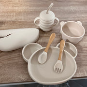 Kinder Fütterset Silikon Beige